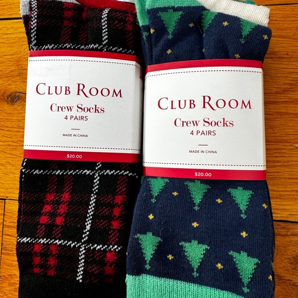 NWT MACYS 8 pairs Christmas Holiday Socks CLUB ROOM MENS Sz L 8 - 12 NEW IN PKG - Picture 4 of 6